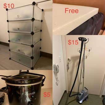SALE: garment steamer, 5-drawer storage, slow cooker, mattress 1