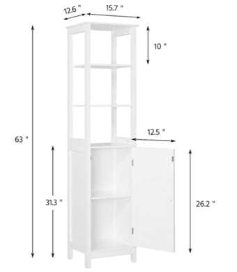 White Tall Bathroom Floor Cabinet Storage Cabinet Organizer 3