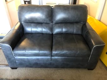 Gray/Charcoal Leather Couches (Great Condition, barely used) 2