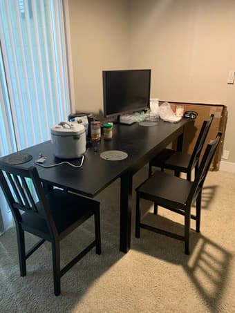 Almost new Ikea Malm Bed + Mattress, Dining Table, Standing Light 3