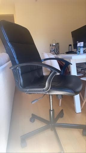 Black Leather Swivel Chairs (Set of 2) 1
