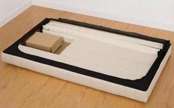 Queen upholstered platform bed & mattress 2