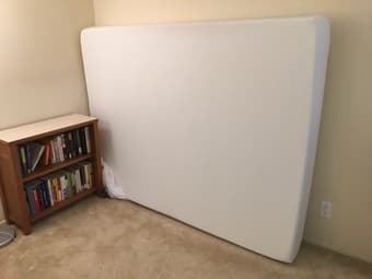 Queen upholstered platform bed & mattress 3