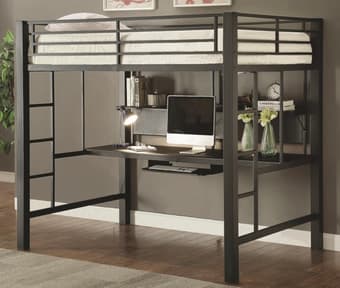 Full size black metal loft bed 1