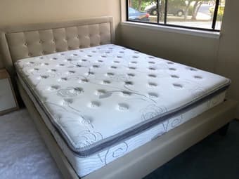 Queen Upholstered Bedframe with Headboard + Mattress 1