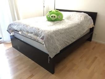 Ikea black bed frame (queen) + Sealy firm mattress + box spring 2
