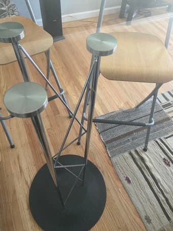 elegant glass bar table ( standing desk ) + 2 folding bar chairs - $15 3
