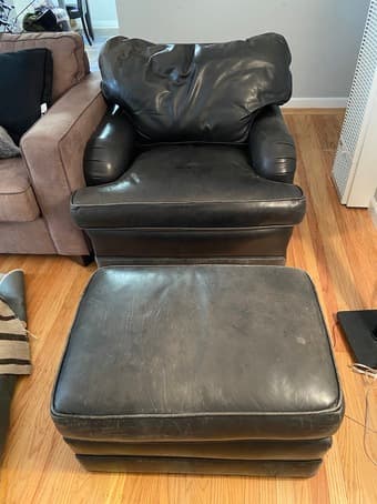 leather chair and ottoman 2