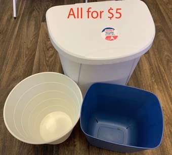 3 trash bin (one with lid) 1