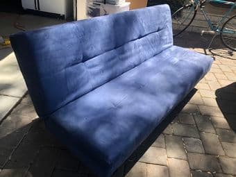 Blue suede futon 1