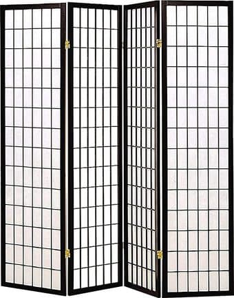 4-Panel Folding Screen Black and White 1