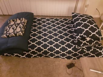 Move out sale - desk chair, mattress, pillows, sheet set, comforter 1