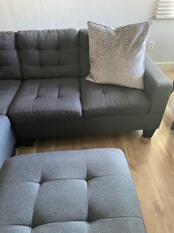 Navy Blue, L-Shaped Couch with Ottoman 3