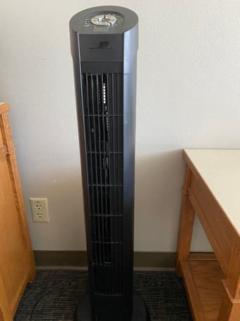 Two fans: 40" Sunter Tower Fan & 20" Lasko Box 3-Speed Fan 1