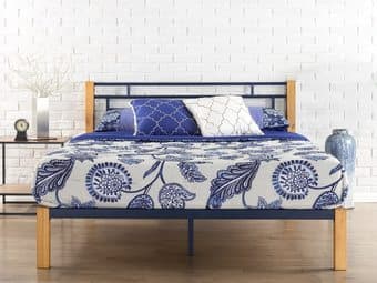 Zinus Metal and Wood Platform Bed + Mattress Set Medium Hard Like New 1