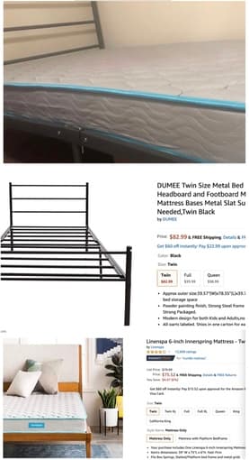 twin size bed frame & mattress 1