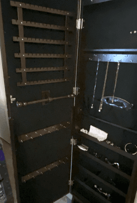Mirror Jewelry Cabinet, Lockable Free Standing Jewelry Organizer 3
