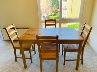 I am selling my great IKEA Dinning Table and 4 Chairs for $70. 1