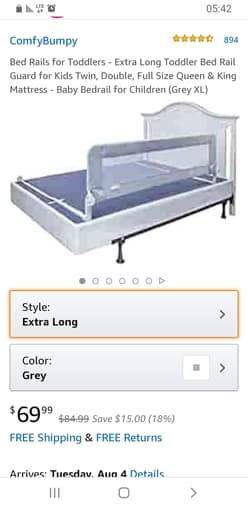 2 exacta long bed rails for toddlers  bed 1