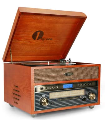 Nostalgic Wooden Turntable Bluetooth Vinyl Record Player 1