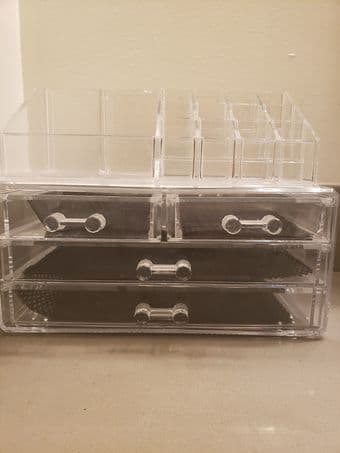 Makeup organizer, hair dryer and body sprays 2