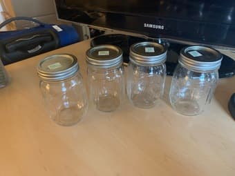 4 Mason jars, $1 ea. 1