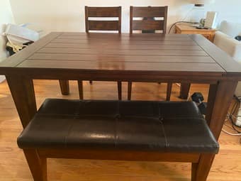 Dining table with chairs and bench 3