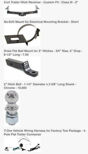 Curt Trailer Hitch Receiver - Custom Fit Class III 2" with accessories 2
