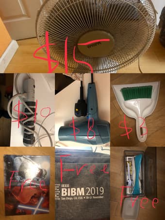Fan, Power strip, hair dryer 1