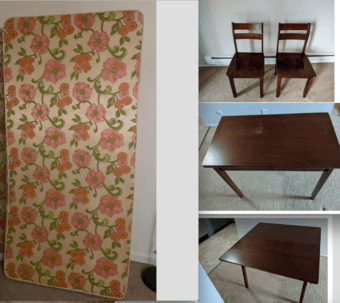 Chairs, Table, Dining set, Twin bed, Mr. Coffee maker, Crockery set 3