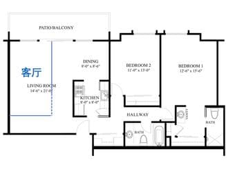 学校旁边 Menlo park 2b/2b 超大公寓独立客厅出租,拎包入住,10/01/2020 available,flexible 3