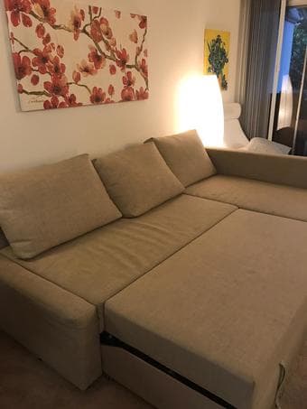 FRIHETEN Sleeper sectional,3 seat w/storage, beige 1