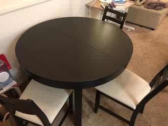 IKEA BJURSTA Extendable table, brown-black (+ 4 FREE chairs) 1