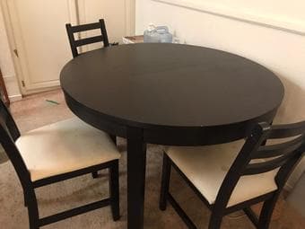 IKEA BJURSTA Extendable table, brown-black (+ 4 FREE chairs) 2
