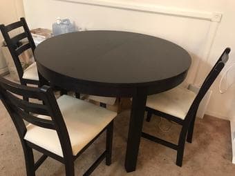 IKEA BJURSTA Extendable table, brown-black (+ 4 FREE chairs) 3