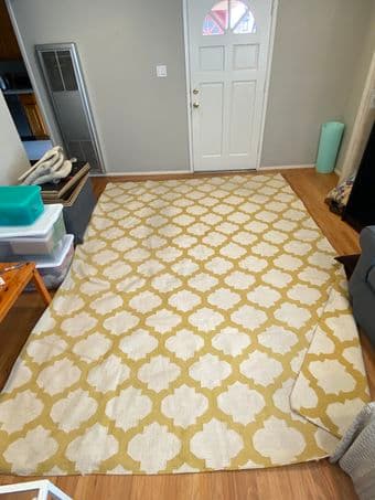 Large area rug: yellow & white geometric 1