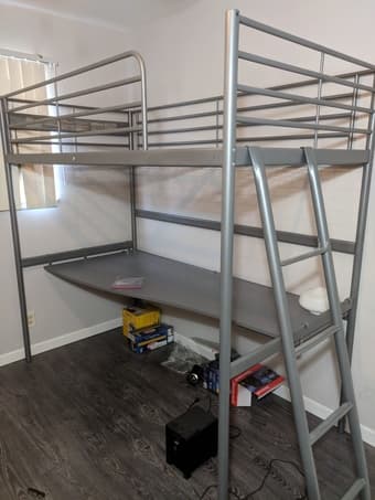 Ikea SVARTA twin-size loft bed with desk top 1