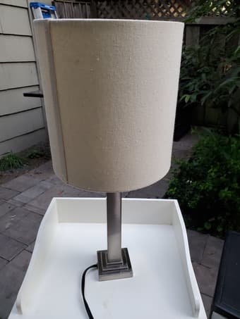 Bedside lamp with LED bulb (silver and off white fabric) 1