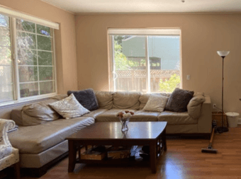 Leather sectional sofa (cream) + coffee table 1