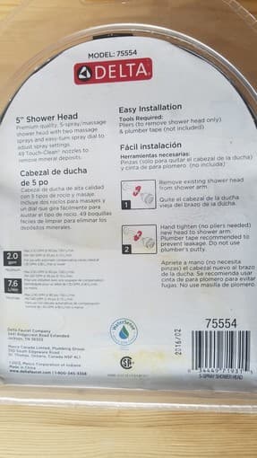 Brand New Delta Faucet 5-Spray Touch-Clean Shower Head, Chrome 2