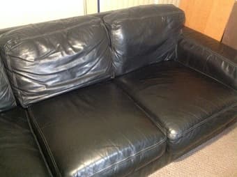 Black Leather 3-seater Couch 2