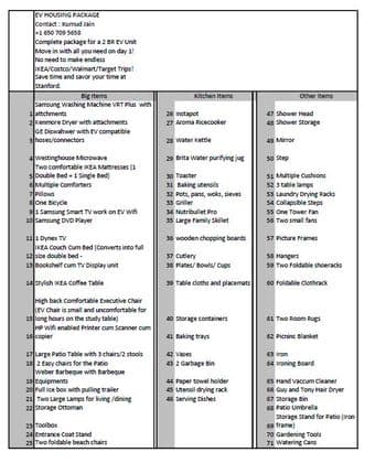 Entire EV 2 BR Housing Package containing 79 items - 1
