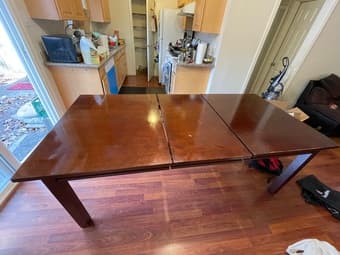 Large solid wood dining table w/ extension. $75 OBO, curb delivery! 1