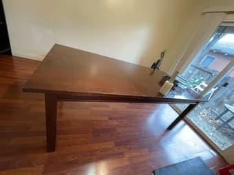 Large solid wood dining table w/ extension. $75 OBO, curb delivery! 2