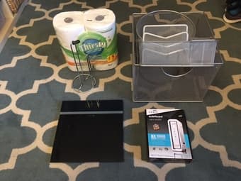 Moving sale: scale, baskets, iron, white boards, laptop table + more 1