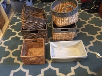 Moving sale: scale, baskets, iron, white boards, laptop table + more 2