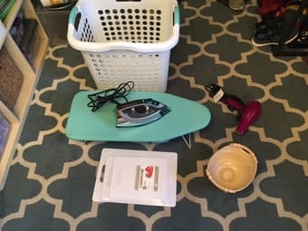 Moving sale: scale, baskets, iron, white boards, laptop table + more 3