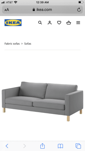 IKEA Karlstad gray sofa, washable covers 1