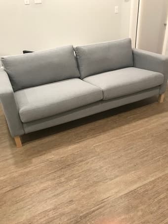 IKEA Karlstad gray sofa, washable covers 2