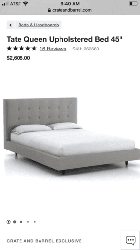 Crate and barrel queen bed 1